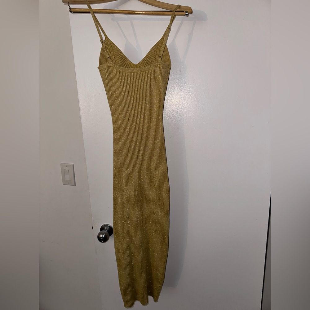 All Saints Metallic Rib Tank Dress - Gold - Picture 6 of 10